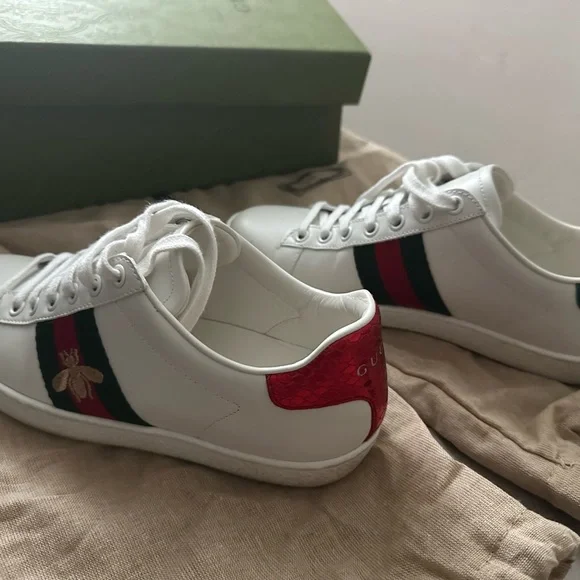 Gucci White Leather Sneakers with Red and Green Accents s-l400.jpg main image 3